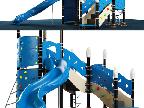  游乐设施 滑梯 攀爬墙3d模型 