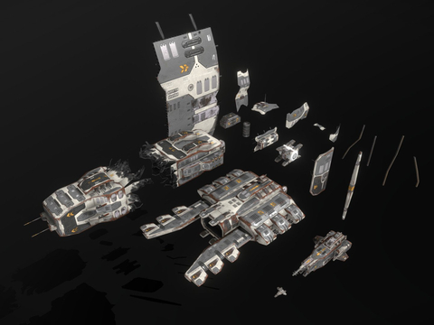  科幻沉船3d模型 