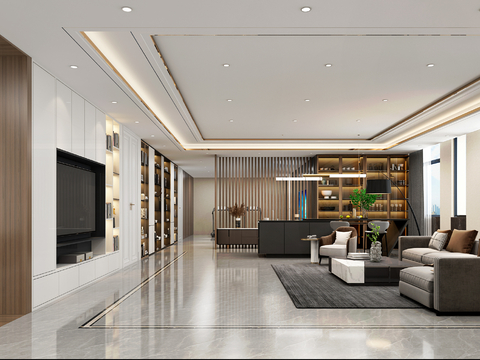  现代客餐厅3d模型 