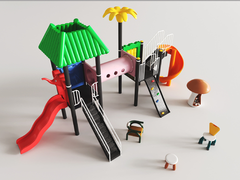  儿童器材 户外滑梯3d模型 