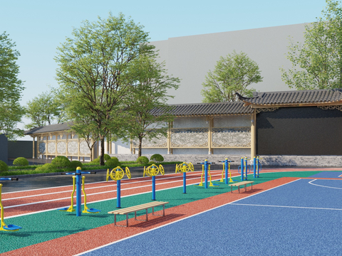  户外广场景观 健身广场3d模型 