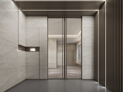  现代电梯间入口3d模型 