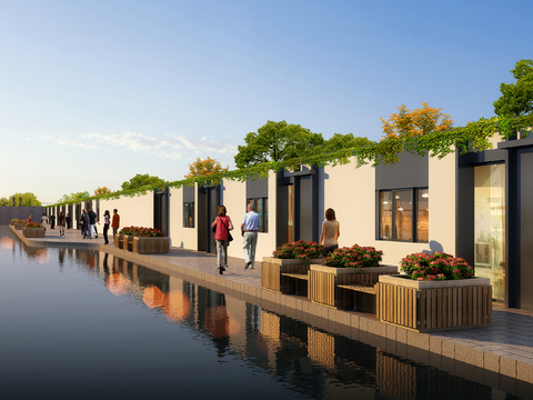  公园滨河3d模型 