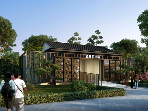  公共厕所外观3d模型 