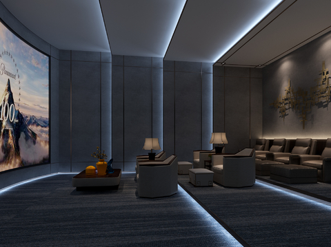  意式音影室 视听室 家庭影院3d模型 