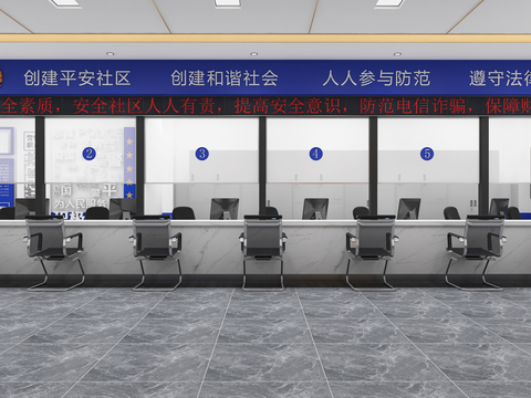  现代派出所 公安局大厅3d模型 