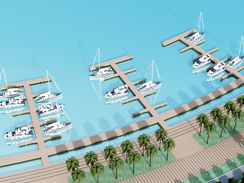  滨水景观 公园景观3d模型 