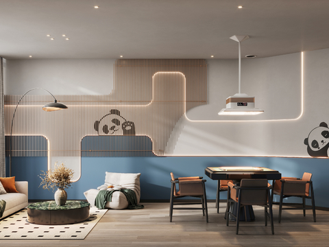  现代棋牌室 麻将室3d模型 