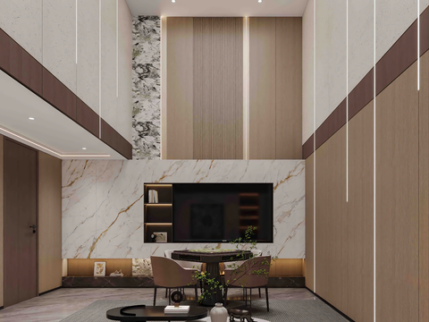  现代别墅客厅 别墅大堂3d模型 