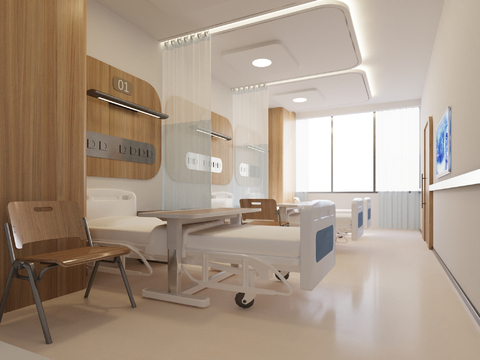  病房室内 口腔医院室内3d模型 