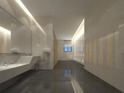  现代公共卫生间3d模型 