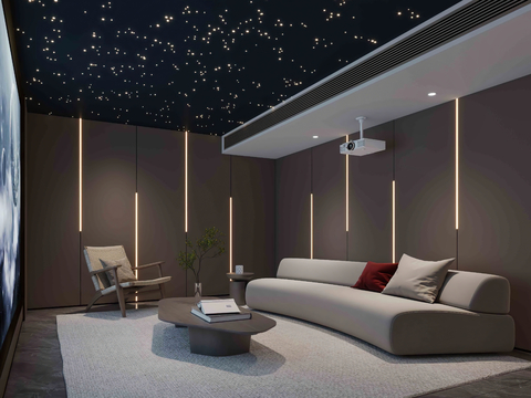  现代影音室 视听室3d模型 