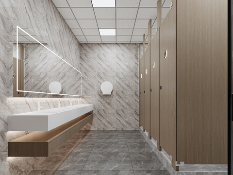  现代公共卫生间 公厕3d模型 