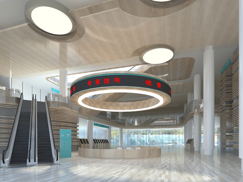  现代医院大厅 医院门诊 医院大堂3d模型 