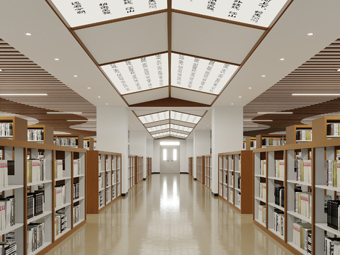  现代图书馆3d模型 