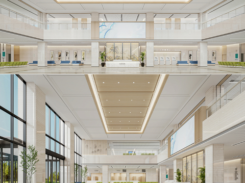  现代医院大厅3d模型 