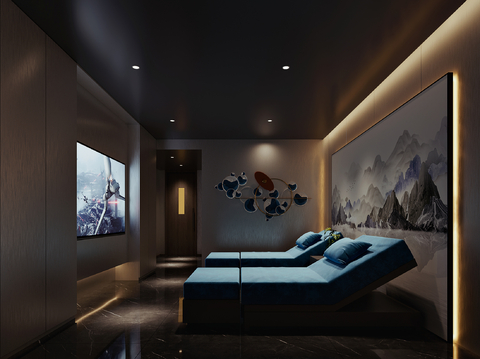  新中式 足浴店包厢3d模型 