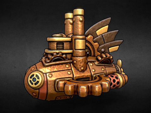  蒸汽朋克飞机 动漫游戏道具3d模型 