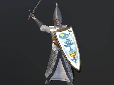  精灵矛兵 剑士 游戏角色3d模型 