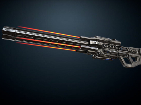  闪电枪 科幻枪 游戏道具3d模型 