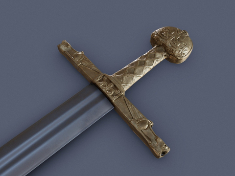  查理曼剑 刀剑 剑刃 游戏道具3d模型 
