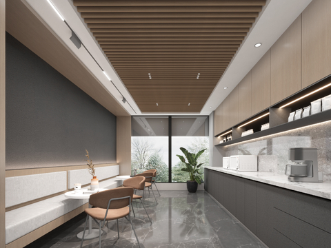  现代办公室茶水间3d模型 