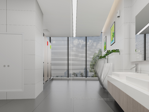  现代公共卫生间3d模型 