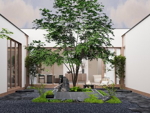  现代乡村庭院 花园庭院3d模型 