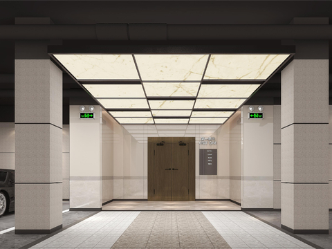  地下车库 单元门入口3d模型 