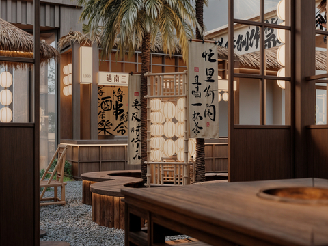  新中式户外亭子 院子餐厅3d模型 