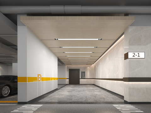  地下车库 单元入口3d模型 