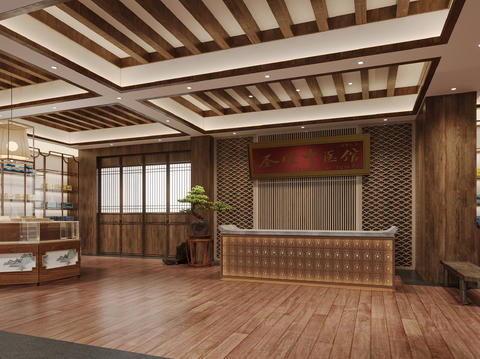  新中式医院 中医馆3d模型 