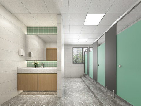  学校卫生间 公共卫生间3d模型 