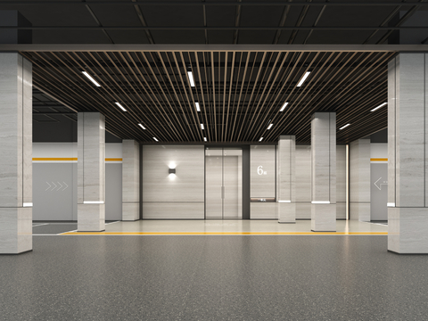  停车场入户大堂3d模型 