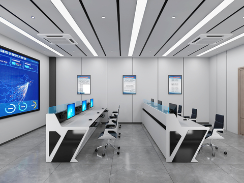  现代指挥中心 监控室3d模型 