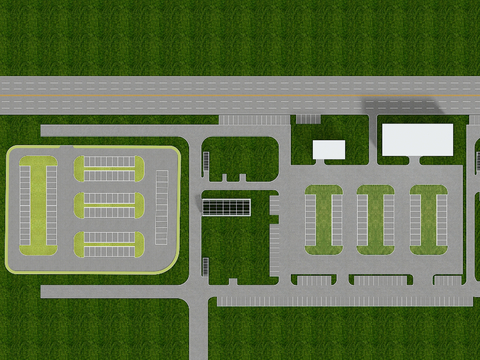  现代户外停车场3d模型 