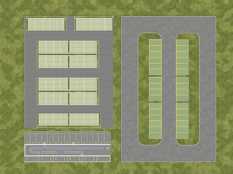  现代户外停车场3d模型 