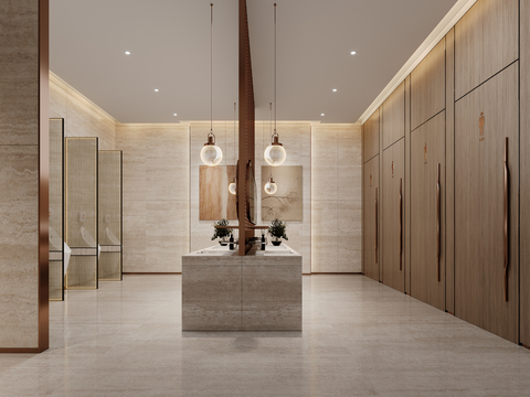  现代公共卫生间3d模型 