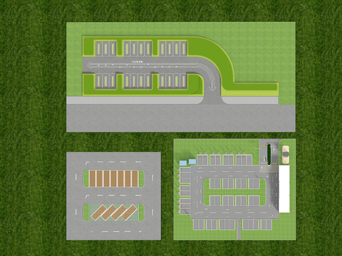  现代户外停车场3d模型 