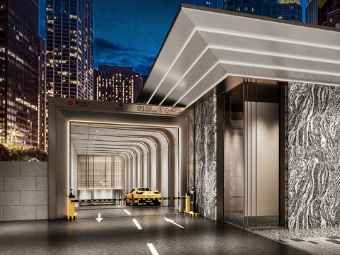  停车场入口3d模型 