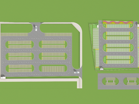  现代户外停车场3d模型 