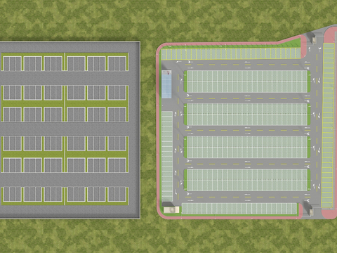  现代户外停车场3d模型 