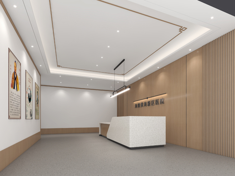  新中式医院门厅 大堂 大厅3d模型 