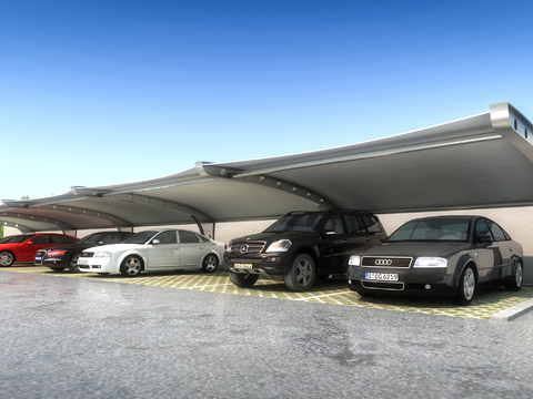  停车场 车棚外观3d模型 