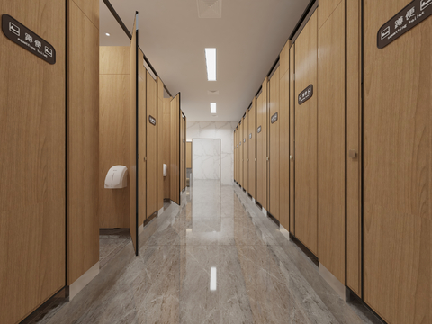  现代公厕 女厕 公共厕所3d模型 