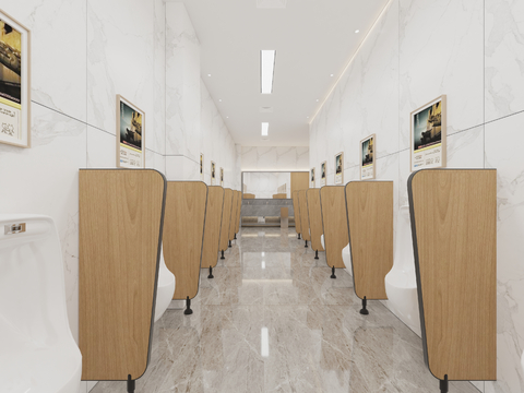  现代公厕 男厕 公共厕所3d模型 