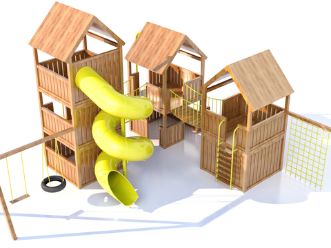  儿童器械 爬爬网 爬爬梯 摇摇马 游乐设备3d模型 