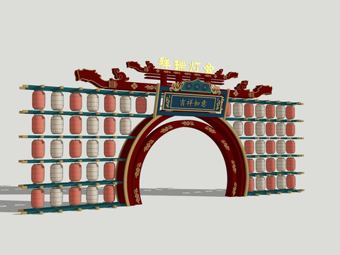  新中式牌坊  门楼3d模型 