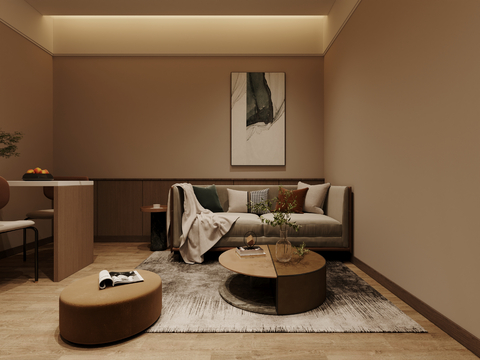  现代公寓客餐厅 厨房3d模型 