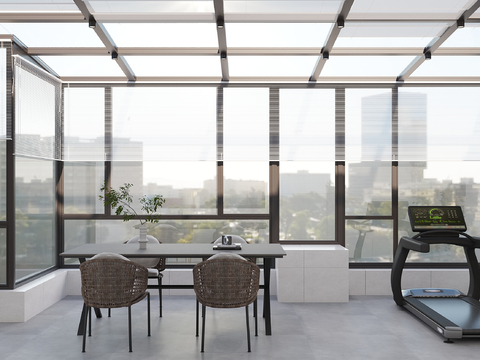  现代阳台 休闲区3d模型 